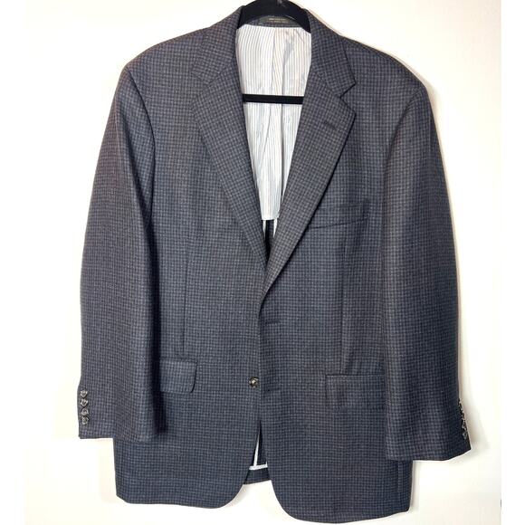 Allen Edmonds Men’s 40R Gray Blue Check Wool DBL Vent Blazer Sport Coat - Picture 1 of 9